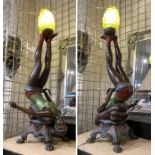 SIGNED COLD PAINTED BRONZE GIRL FLOOR LAMP - 93CM (H) (APPROX 3 FEET TALL)