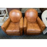 PAIR OF 1920'S FRENCH LEATHER CHAIRS