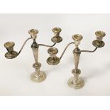 PAIR TALL SILVER CANDELABRA 30CMS (H)