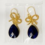 GILT SILVER LAPIS LAZULI EARRINGS