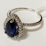 18CT SAPPHIRE DIAMOND RING SIZE I