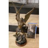 STATUE OF MICHAEL - DEFENDER OF GOD - HOT CAST BRONZE BY RUTH THOMPSON WITH CERT 44CMS (H)