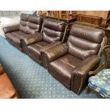 SISI ITALIA 2 SEATER CHAIR AND POWER RECLINER WITH HAND STUDDED ANTIQUE STYLE BROWN LEATHER - EX