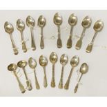 COLLECTION OF H/M SILVER TEASPOONS APPROX 8OZ