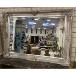 SILVER EFFECT SWEPT BEVELLED MIRROR - 170CM X 83CMS