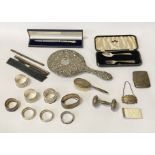 QTY OF SILVER ITEMS INCL. NAPKIN RINGS