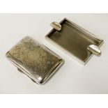 WITHDRAWN! HM SILVER CIGARETTE CASE & SILVER ASHTRAY