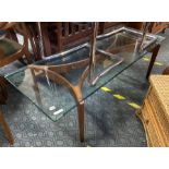 DANISH GLASS TOP OBLONG COFFEE TABLE