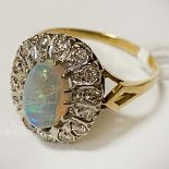 GOLD DIAMOND & OPAL RING - SIZE Q