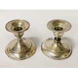 PAIR OF SILVER DWARF CANDLESTICKS 8CMS (H)