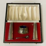 BOXED CRUET SET IN H/M SILVER