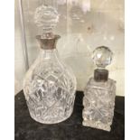 TWO HM SILVER COLLAR DECANTERS