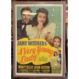 JANE WITHERS A VERY YOUNG LADY FILM POSTER 77CM X 144CMS