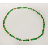 14 CT. GOLD JADE NECKLACE 14'' LONG