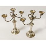 PAIR OF TALL SILVER CANDELABRAS - 78CMS (H)