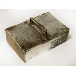 HM SILVER CIGARETTE BOX - DOUBLE DOORS 14CMS X 9CMS X 4CMS