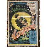 VINTAGE FRAMED POSTER FROM THE FILM LOOPHOLE 106CM X 68CMS