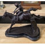 BRONZE HORSE & JOCKEY FIGURE - 33 CMS