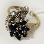 18CT DIAMOND & SAPPHIRE RING SIZE O