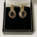 18CT GOLD DIAMOND SAPPHIRE EARRINGS