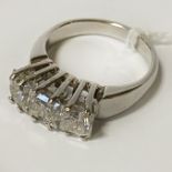 3 CARAT PRINCESS CUT 3 STONE DIAMOND RING G/H COLOUR WITH REPORT RING SIZE N