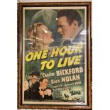 ONE HOUR TO LIVE FILM POSTER 78CMS X 115CMS