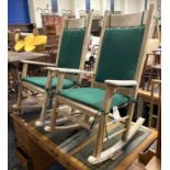 PAIR OF AMERICAN TEAK GARDEN ROCKING CHAIRS