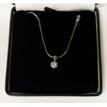 9 CT. WHITE GOLD NECKLACE & GEMSTONE PENDANT - COULD BE WHITE SAPPHIRE 14''