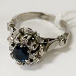 9CT SAPPHIRE & DIAMOND RING SIZE J