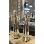 PAIR CRYSTAL & BRASS LAMPS - 50 CMS (H)