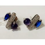 18CT SAPPHIRE & AMETHYST STUD EARRINGS