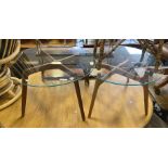 2 LEBUS MID CENTURY GLASS TOP COFFEE TABLES