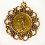 22CT GOLD FULL SOVEREIGN 1892 WITH GOLD MOUNT