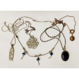 5 SILVER NECKLACES WITH GEMSTONES