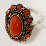 VINTAGE CORAL RING - SIZE L