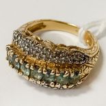 14CT DIAMOND & EMERALD RING SIZE N