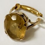 9CT GOLD CITRINE RING (SPRING DE-SIZER FITTED) SIZE K