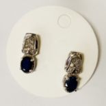 14CT WHITE GOLD DIAMOND & SAPPHIRE STUD EARRINGS