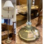 FLOOR STANDING LIGHT WITH GLASS STEM AND SOLID BRASS BASE - ITALIAN 1950S