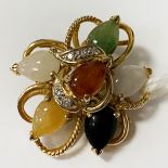 14CT GOLD DIAMOND & SEMI-PRECIOUS STONE PENDANT