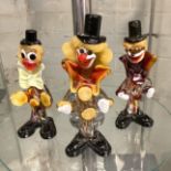 3 EARLY MURANO CLOWN FIGURES