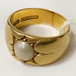 18CT YELLOW GOLD RING WITH PEARL SIZE P