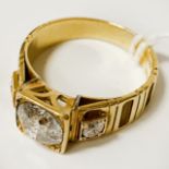 18CT GOLD DIAMOND RING CENTRE STONE 2.25 CARATS WITH 2 0.30CT DIAMONDS ON SHOULDER