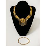 21CT GOLD COLLARETTE NECKLACE & 9CT GOLD CHAIN - 53 GRAMS APPROX