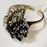 18CT GOLD SAPPHIRE & & DIAMOND RING - SIZE P - 6 GRAMS APPROX