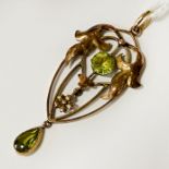 EDWARDIAN 9CT PERIDOT PENDANT - 2.4 GRAMS APPROX