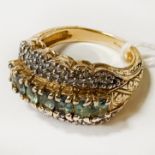 14CT GOLD DIAMOND & EMERALD RING - SIZE M - 8.6 GRAMS APPROX