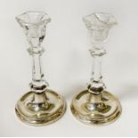 PAIR OF H/M SILVER & CRYSTAL CANDLESTICKS - 16 CMS (H)