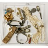 QTY OF VINTAGE COSTUME JEWELLERY SOME CHRISTIAN DIOR 1960'S - WATCHES & OTHERS
