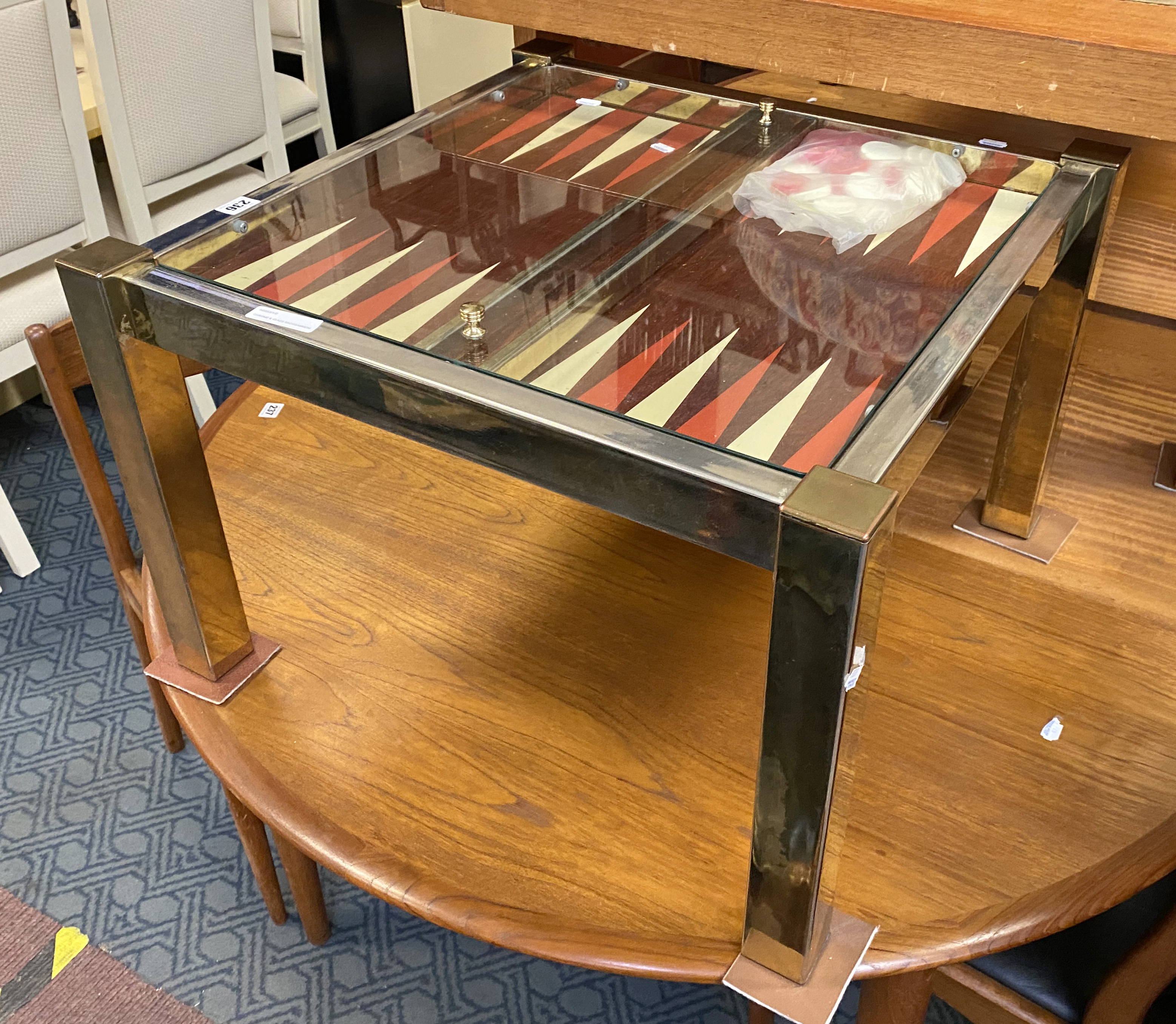 CHROME & GLASS BACKGAMMON TABLE